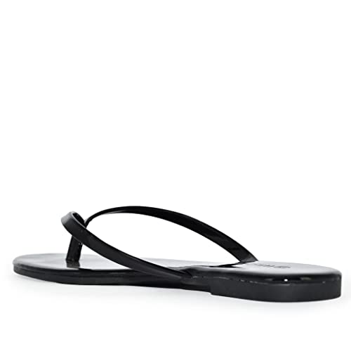 Wild Diva Klassische Flip-Flop-Sandalen aus Kunstleder mit mandelförmiger Zehenpartie, Zehensandalen, schwarz, 38 EU von Wild Diva