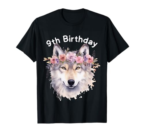 9. Wolf Geburtstag neun Jahre Mädchen Wolf Pack Party Wölfe Kind T-Shirt 9. Wolf Geburtstag neun Jahre Mädchen Wolf Pack Party Wölfe Kind T-Shirt von Wild Dogs Birthday Party Nineth Animal Outfit Girl
