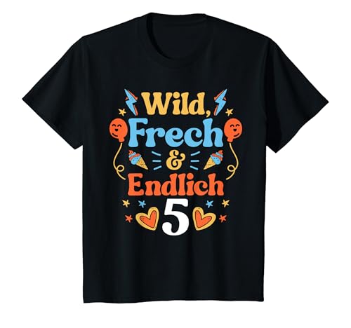 Kinder Wild Frech & Endlich 5 Jahre Alt Geburtstagsshirt Geburtstag T-Shirt Kinder Wild Frech & Endlich 5 Jahre Alt Geburtstagsshirt Geburtstag T-Shirt von Wild Frech & Endlich Geburtstag Motiv Design Shop