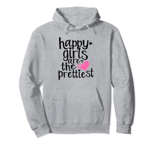 Happy Girls Are The Prettiest Inspirational Pink Weiß Schwarz Pullover Hoodie Happy Girls Are The Prettiest Inspirational Pink Weiß Schwarz Pullover Hoodie von Wild Honey Collections