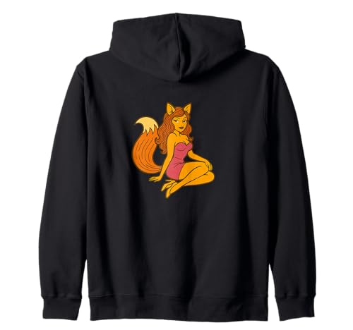 Fox Girl Pinup Halloween-Cosplay-Anime-Ästhetik im Retro-Stil Kapuzenjacke Fox Girl Pinup Halloween-Cosplay-Anime-Ästhetik im Retro-Stil Kapuzenjacke von Wild Moon Studio Apparel
