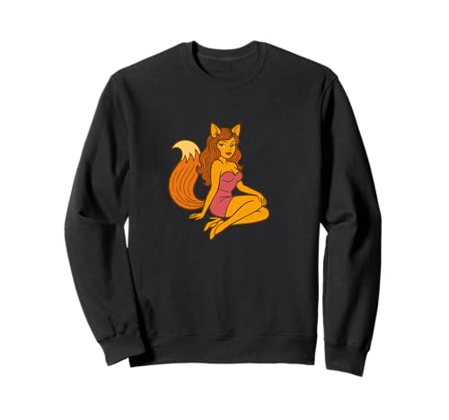 Fox Girl Pinup Halloween-Cosplay-Anime-Ästhetik im Retro-Stil Sweatshirt Fox Girl Pinup Halloween-Cosplay-Anime-Ästhetik im Retro-Stil Sweatshirt von Wild Moon Studio Apparel