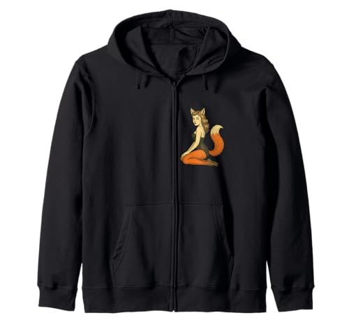 Fox Girl Pinup Halloween-Cosplay-Anime-Ästhetik im Retro-Stil Kapuzenjacke von Wild Moon Studio Apparels
