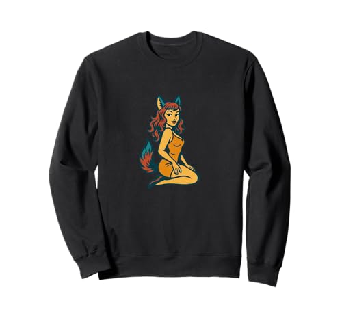 Fox Girl Pinup Halloween-Cosplay-Anime-Ästhetik im Retro-Stil Sweatshirt von Wild Moon Studio