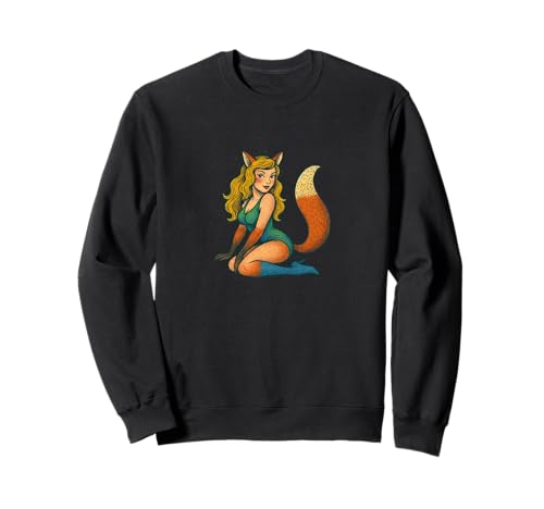 Fox Girl Pinup Halloween-Cosplay-Anime-Ästhetik im Retro-Stil Sweatshirt von Wild Moon Studios