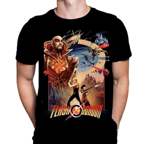 Flash Gordon - Space Opera Superhero Classic 80's Superhero Sci-Fi Film Fan Merchandise T-Shirt, Schwarz, L von Wild Star Hearts