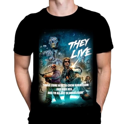 WSH Herren-T-Shirt mit Aufschrift "They Live Bubblegum", Horror, Sci-Fi Action Slasher, Film, Schwarz, Schwarz , M WSH Herren-T-Shirt mit Aufschrift "They Live Bubblegum", Horror, Sci-Fi Action Slasher, Film, Schwarz, Schwarz , M von Wild Star Hearts