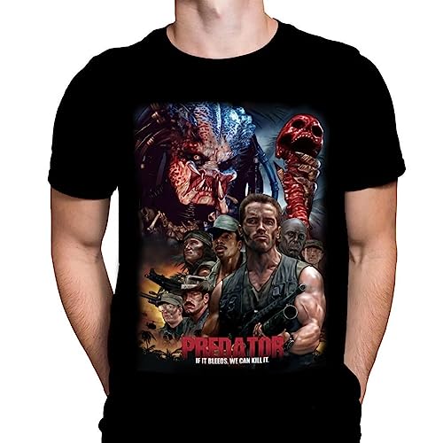 Wild Star Hearts Herren-T-Shirt mit Aufdruck "If It Bleeds" – Predator-Filmposter, Baumwolle, Schwarz, Schwarz , S Wild Star Hearts Herren-T-Shirt mit Aufdruck "If It Bleeds" – Predator-Filmposter, Baumwolle, Schwarz, Schwarz , S von Wild Star Hearts