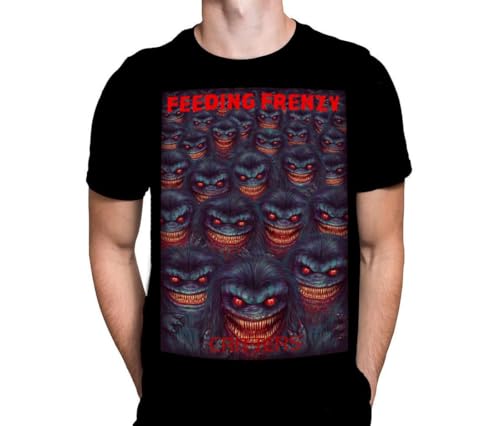 Wild Star Hearts WSH - Feeding Frenzy - Critters Fanartikel Halloween Horror Gothic Gore 80er Jahre Film 80er Jahre Vintage Horror Herren Schwarz T-Shirt von Peter Panayis, Schwarz , M Wild Star Hearts WSH - Feeding Frenzy - Critters Fanartikel Halloween Horror Gothic Gore 80er Jahre Film 80er Jahre Vintage Horror Herren Schwarz T-Shirt von Peter Panayis, Schwarz , M von Wild Star Hearts