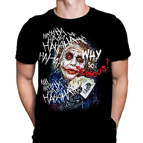 Wild Star Hearts Why So Serious? Herren Schwarz Kurzarm T-Shirt Gothic Horror Halloween Mode Rick Melton Film Poster T-Shirt, Schwarz , 58 Wild Star Hearts Why So Serious? Herren Schwarz Kurzarm T-Shirt Gothic Horror Halloween Mode Rick Melton Film Poster T-Shirt, Schwarz , 58 von Wild Star Hearts