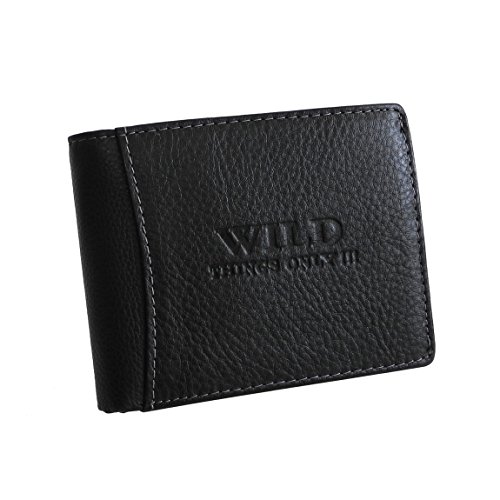 Herren Querformat Geldbörse von Wild Things Only - Herrengeldbörse Geldbeutel Portemonnaie - rustikal Rindleder (Schwarz Rustikal) - präsentiert von ZMOKA® von Wild Things Only !!! - präsentiert von ZMOKA