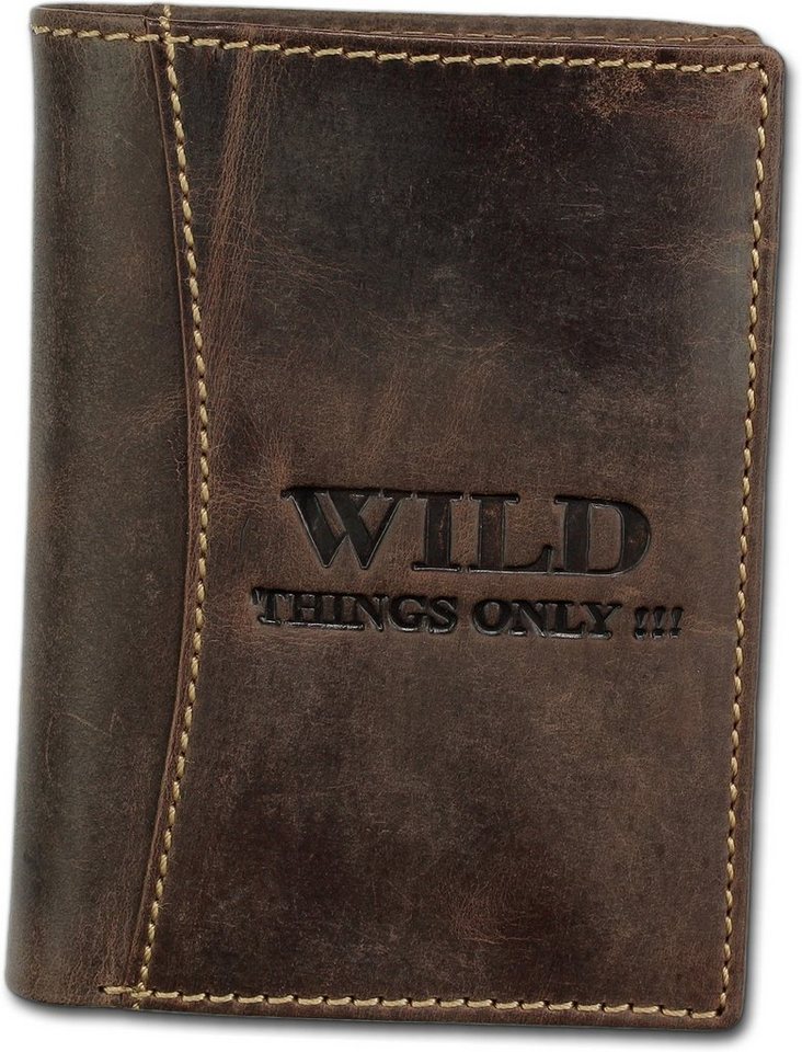 Wild Things Only !!! Geldbörse Wild Things Only Ledergeldbörse Unisex (Portemonnaie, Portemonnaie), Portemonnaie aus Echtleder braun, Größe ca. 9,5cm von Wild Things Only !!!