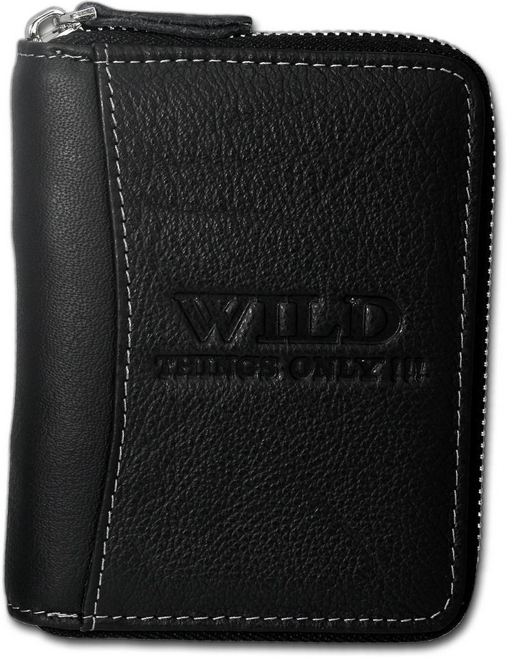 Wild Things Only !!! Geldbörse Wild Things Only RFID Blocker Leder (Portemonnaie, Portemonnaie), Portemonnaie aus Echtleder schwarz, Größe ca. 10cm von Wild Things Only !!!