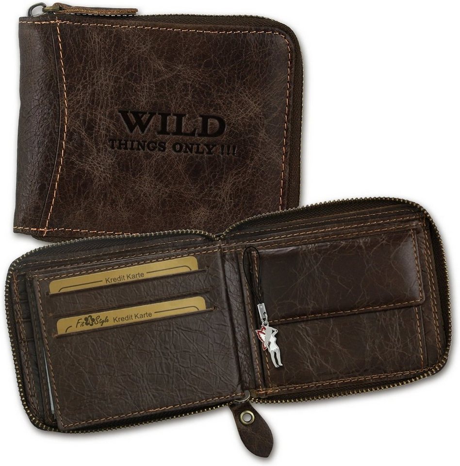 Wild Things Only !!! Geldbörse Wild Things Only RFID Block Echtleder (Portemonnaie, Portemonnaie), Herren Portemonnaie aus Echtleder braun, Größe ca. 12cm von Wild Things Only !!!