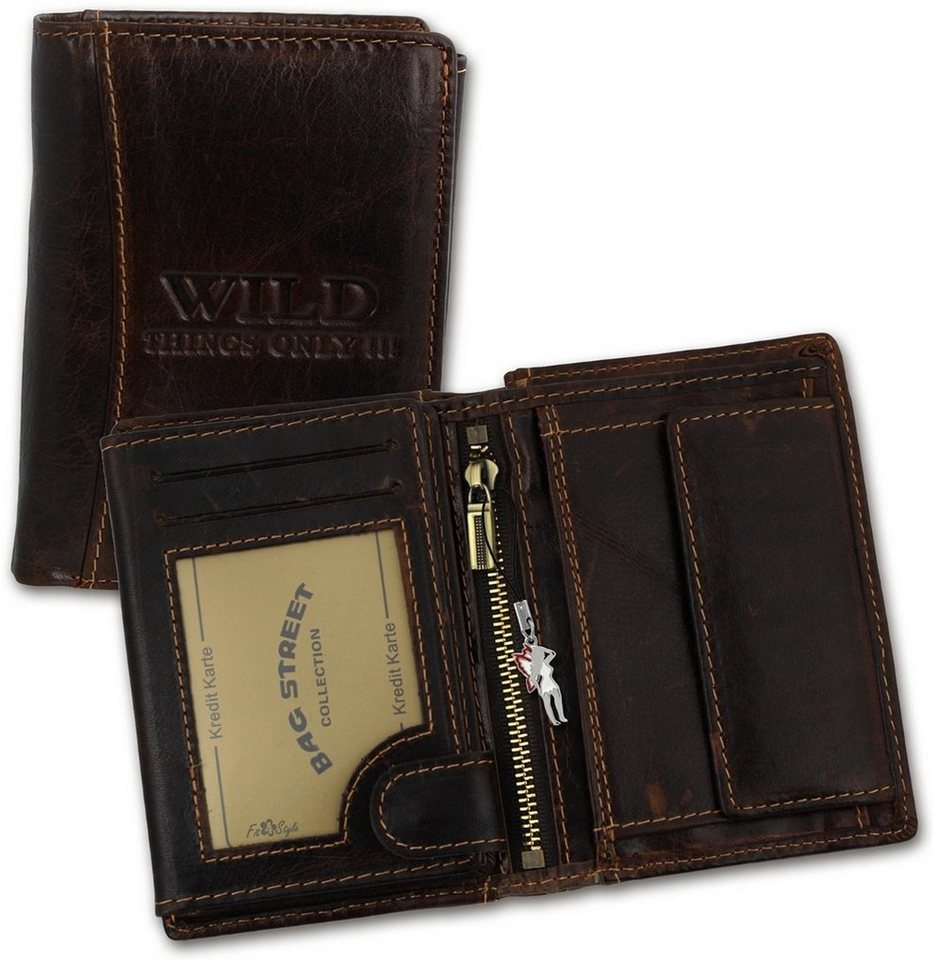 Wild Things Only !!! Geldbörse Wild Things Only Leder Börse Unisex (Portemonnaie, Portemonnaie), Portemonnaie aus Echtleder braun, Größe ca. 9cm von Wild Things Only !!!