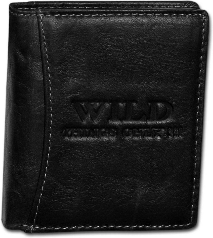 Wild Things Only !!! Geldbörse Wild Things Only RFID Block Echtleder (Portemonnaie, Portemonnaie), Portemonnaie aus Echtleder schwarz, Größe ca. 9cm von Wild Things Only !!!