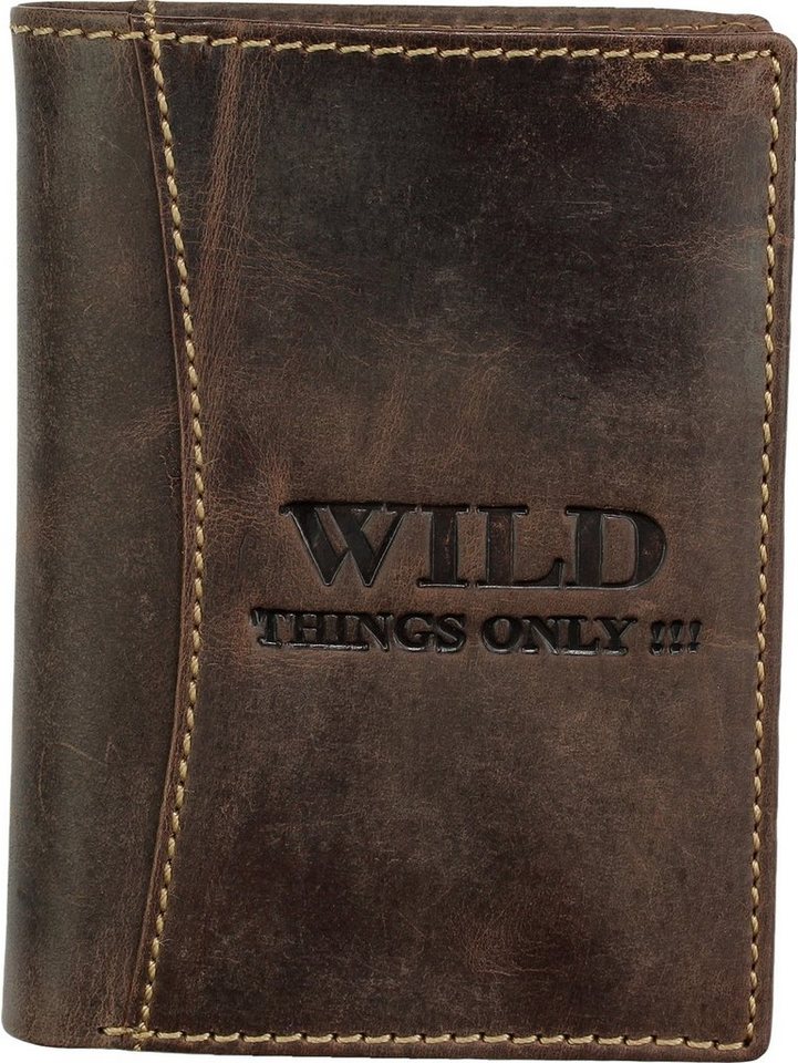 Wild Things Only !!! Geldbörse Wild Things Only Unisex Brieftasche (Portemonnaie, Portemonnaie), Herren, Damen Portemonnaie Echtleder Größe ca. 9,5cm, braun von Wild Things Only !!!