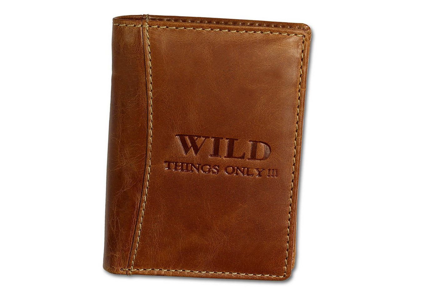 Wild Things Only !!! Geldbörse Wild Things Only Unisex Brieftasche (Portemonnaie, Portemonnaie), Herren, Damen Portemonnaie Echtleder Größe ca. 9,5cm, braun von Wild Things Only !!!