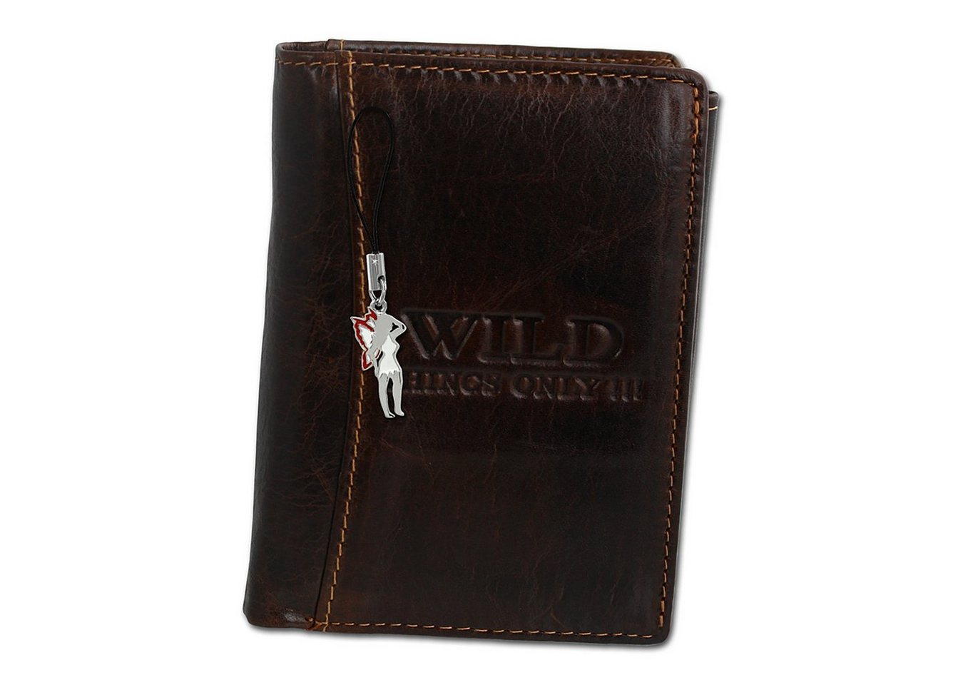 Wild Things Only !!! Geldbörse Wild Things Only Unisex Portemonnaie (Portemonnaie, Portemonnaie), Damen, Herren Portemonnaie Echtleder Größe ca. 9cm, braun von Wild Things Only !!!