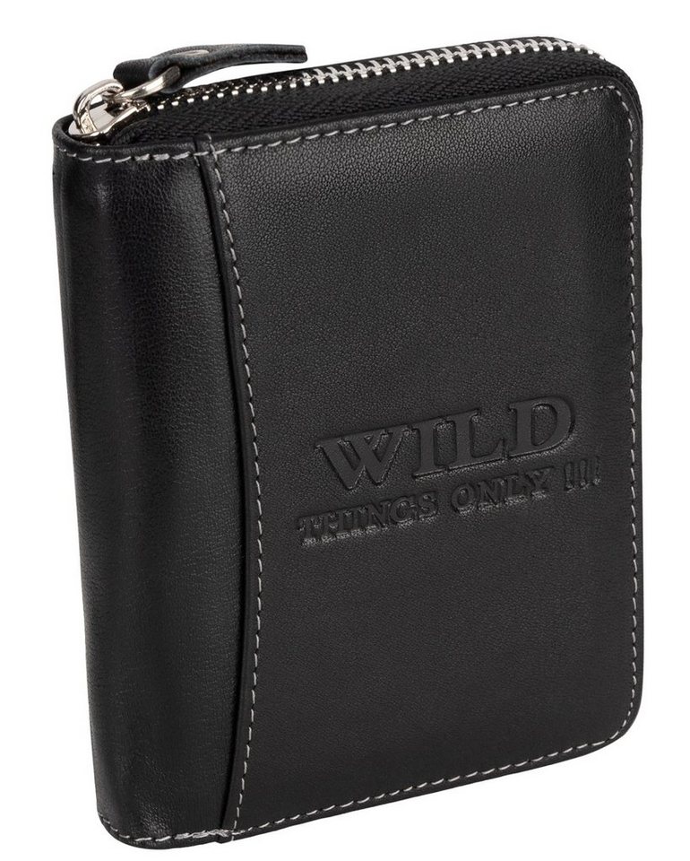 Wild Things Only !!! Geldbörse RFID Leder Portmonne Geldbörse Herren mit Reißverschluss Hochformat, RFID Schutz von Wild Things Only !!!