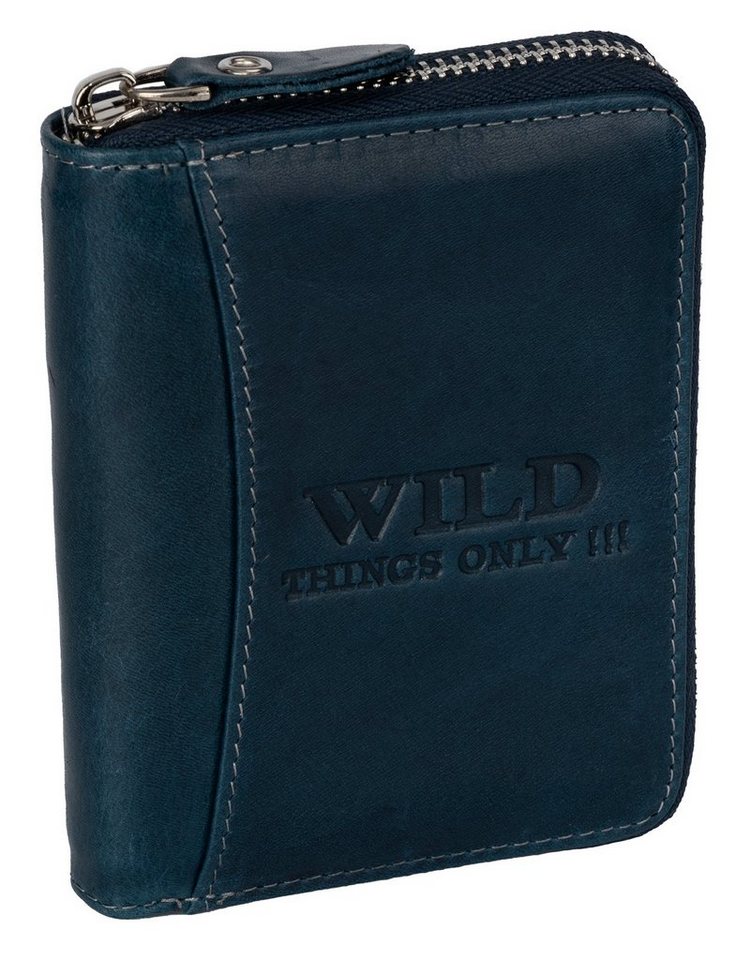 Wild Things Only !!! Geldbörse RFID Leder Portmonne Geldbörse Herren mit Reißverschluss Hochformat, RFID Schutz von Wild Things Only !!!