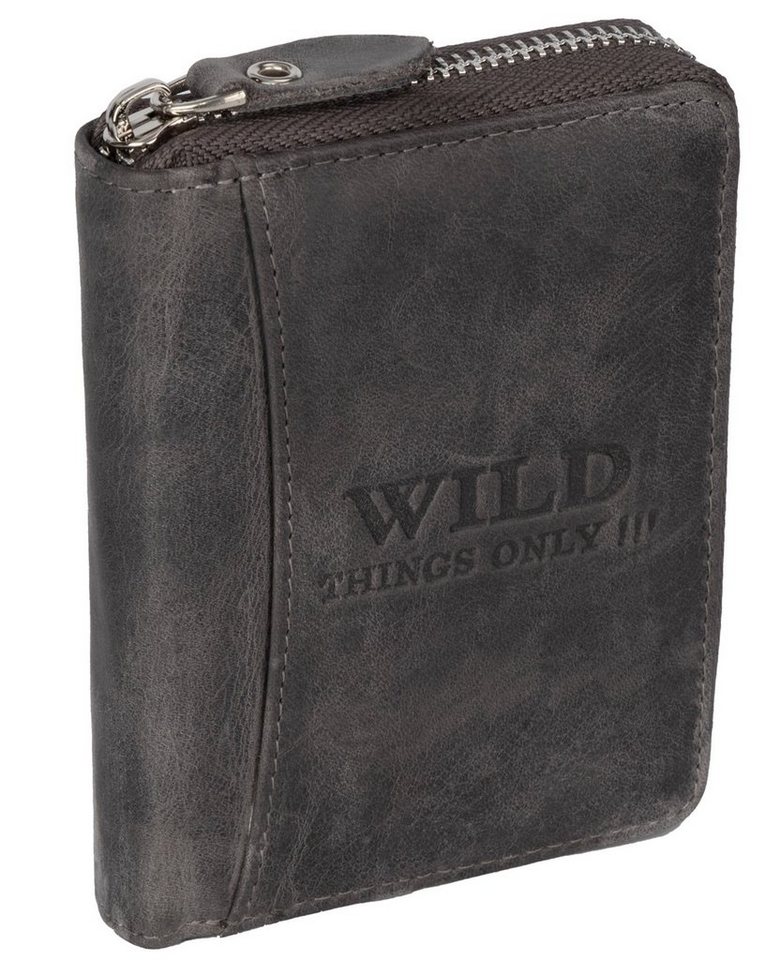 Wild Things Only !!! Geldbörse RFID Leder Portmonne Geldbörse Herren mit Reißverschluss Hochformat, RFID Schutz von Wild Things Only !!!