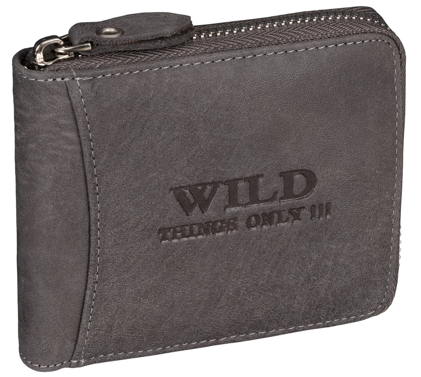 Wild Things Only !!! Geldbörse RFID Leder Portmonne Geldbörse Herren mit Reißverschluss Querformat, RFID Schutz von Wild Things Only !!!