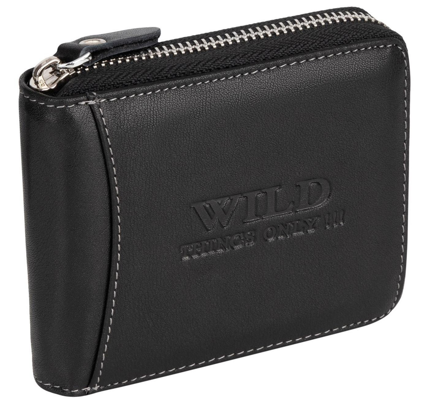 Wild Things Only !!! Geldbörse RFID Leder Portmonne Geldbörse Herren mit Reißverschluss Querformat, RFID Schutz von Wild Things Only !!!
