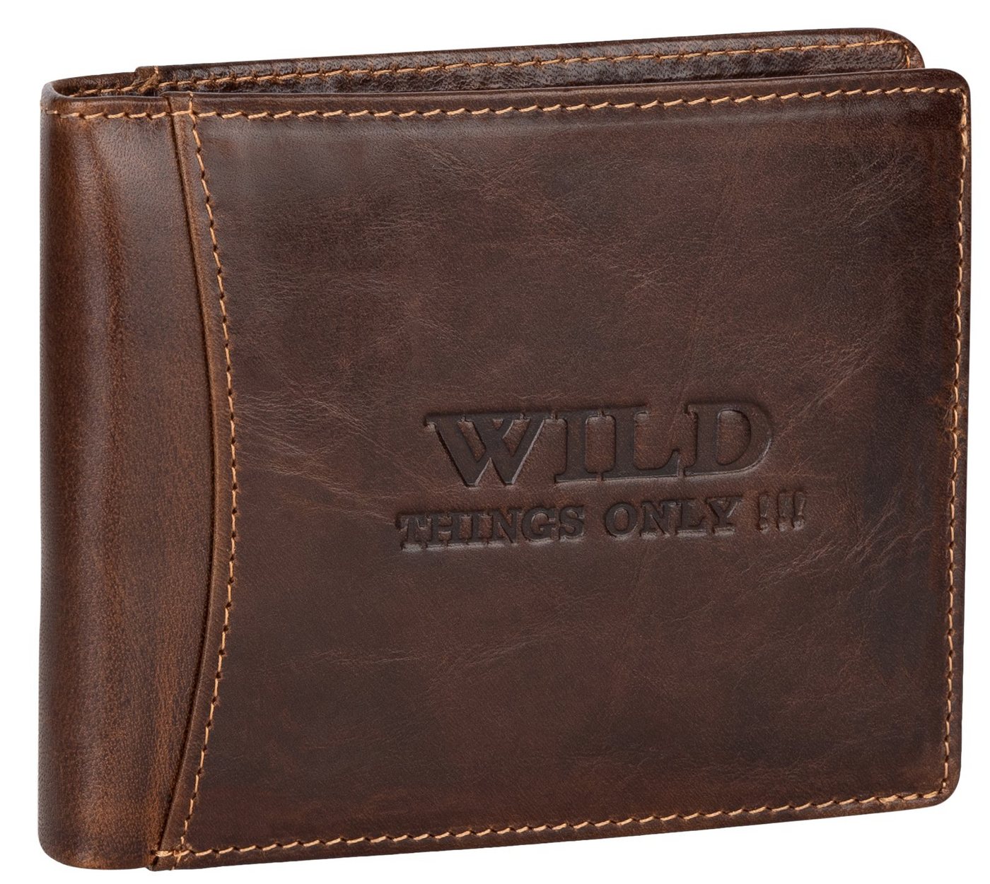 Wild Things Only !!! Geldbörse RFID echt Leder Portemonnaie Geldbörse Geldbeutel Herren Querformat, RFID Schutz von Wild Things Only !!!