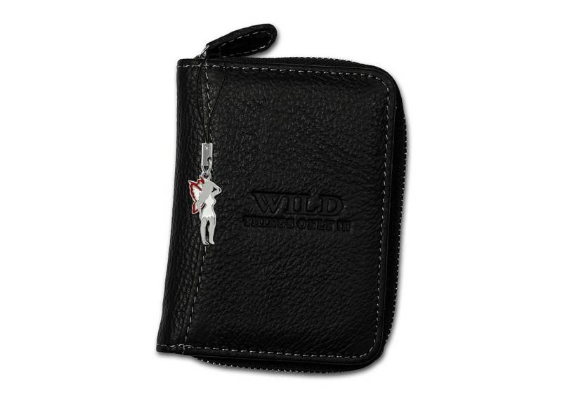 Wild Things Only !!! Geldbörse Wild Things RFID Blocker Minibörse schwarz (Minibörse, Minibörse), Herren, Damen Geldbörse aus Echtleder in schwarz, ca. 8cm Breite von Wild Things Only !!!