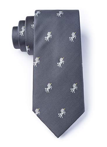 Herren Hipster-Krawatte mit Einhörnern, aus Mikrofaser, mystische Krawatte - Grau - Einheitsgröße von Wild Ties