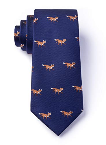 Schmale Krawatte für Herren mit Fuchs-Motiv - Blau - Einheitsgröße von Wild Ties