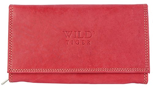 Damen Rotes Leder Portemonnaie - Briftasche Wild Tiger von Wild Tiger