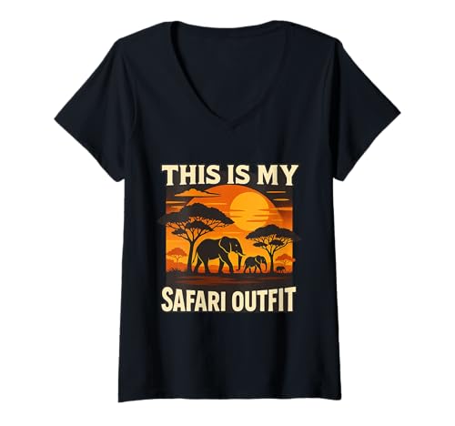 Damen This is My Safari Outfit Shirt Cool African Safari Lovers T-Shirt mit V-Ausschnitt Damen This is My Safari Outfit Shirt Cool African Safari Lovers T-Shirt mit V-Ausschnitt von Wild Tracks Apparel Safari Explorers Animal Lovers