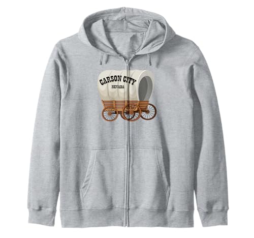 Carson City California Covered Wagon für Männer und Frauen. Kapuzenjacke Carson City California Covered Wagon für Männer und Frauen. Kapuzenjacke von Wild West Covered Wagon American Frontier Products