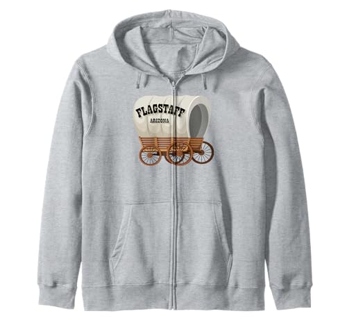 Flagstaff Arizona Planenwagen für Männer und Frauen Kapuzenjacke Flagstaff Arizona Planenwagen für Männer und Frauen Kapuzenjacke von Wild West Covered Wagon American Frontier Products