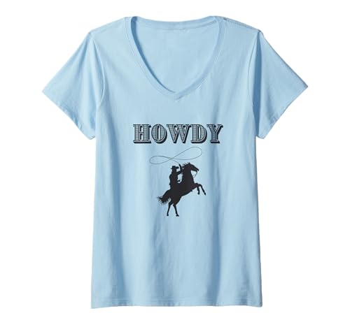 Damen Hallo Cowboy Cowgirls Western Rodeo Days T-Shirt mit V-Ausschnitt Damen Hallo Cowboy Cowgirls Western Rodeo Days T-Shirt mit V-Ausschnitt von Wild West Rodeos