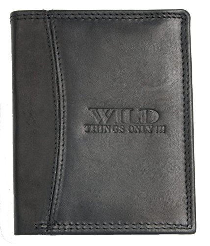 Herren Schwarzes Hochformat Vollleder Portemonnaie - Geldbörse Wild von Wild