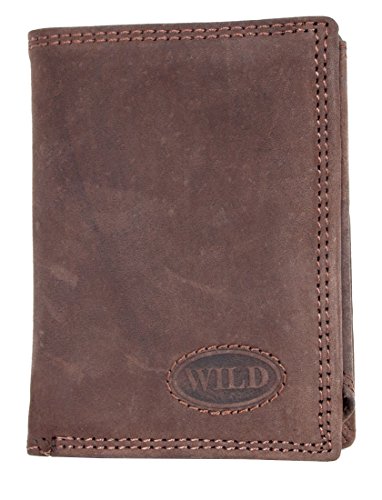 Wild Kleine Trifold Vertikal Gestaltete Echtes Leder Taschenformat Brieftasche von Wild