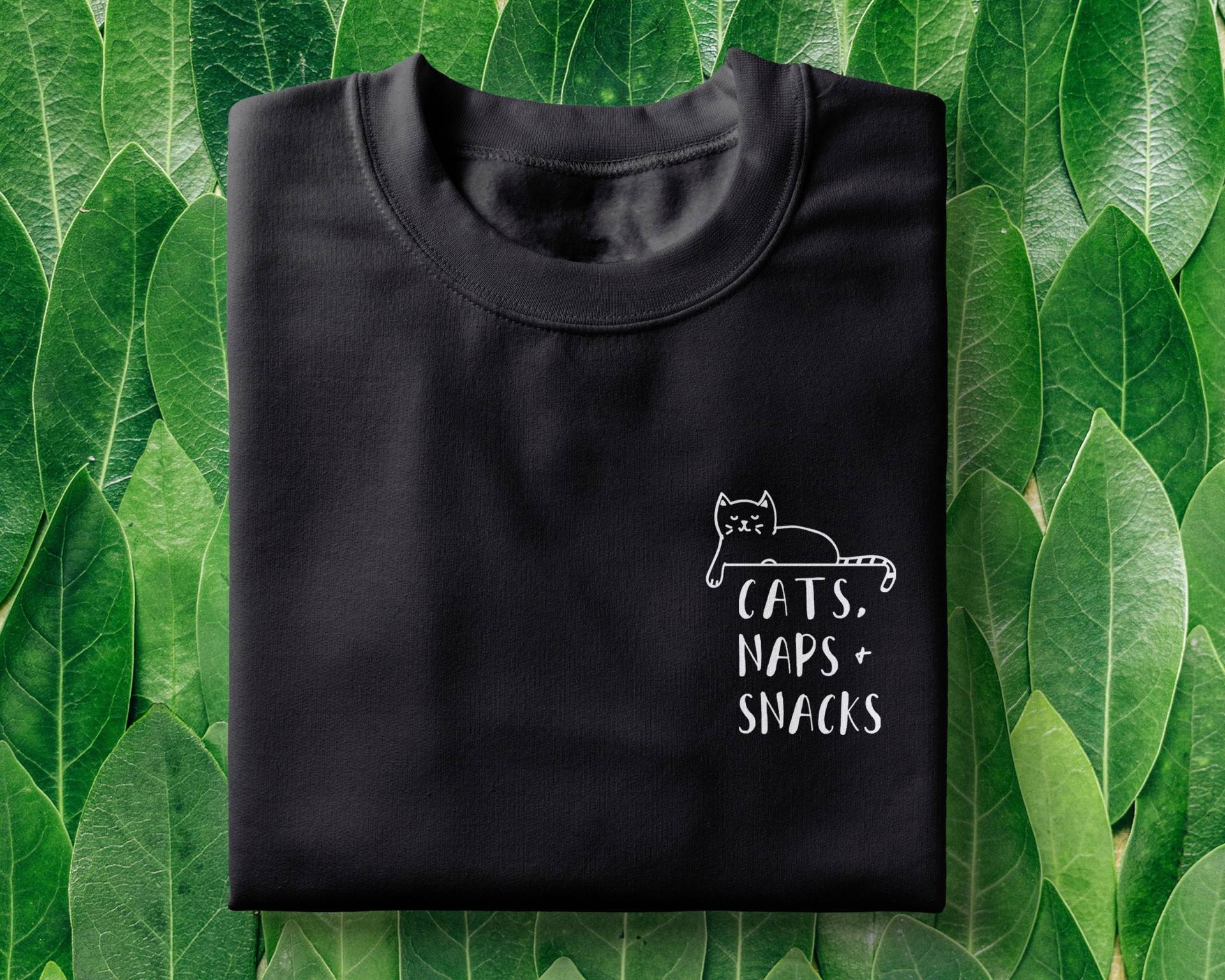 Katzen Nickerchen Snacks T-Shirt Unisex Baumwoll T-Shirt Katzen Nickerchen Snacks T-Shirt Unisex Baumwoll T-Shirt von WildAestheticUK
