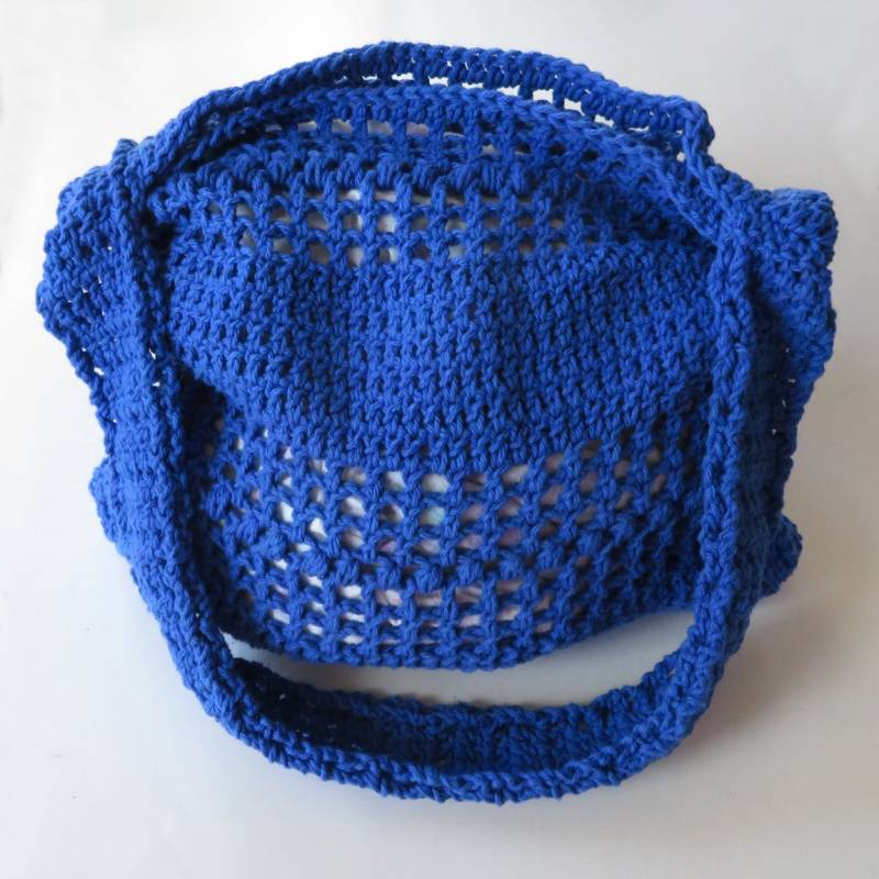 Gehäkelte Blaue Tragetasche, 14-Zoll-Häkeltasche, Handgemachte Umhängetasche, Baumwolle, Mode, Geschenk Für Sie von WildBeanSprouts