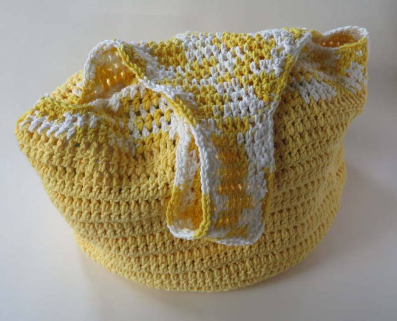 Gehäkelte Helle Gelbe Hobo-Tasche 18 "x 23", Kurzer Riemen, Wiederverwendbare Markttasche, Handgemachte Geldbörse, Baumwolltasche, Mode, Geschenk von WildBeanSprouts