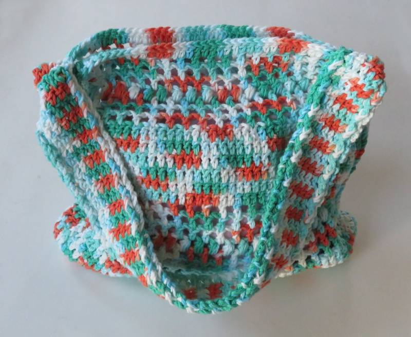 Gehäkelte Mitnehmtasche, 12-Zoll-Grün-Blau-Orange Handgefertigte Geldbörse, Alltägliche Handtasche, Geschenk Für Sie von WildBeanSprouts