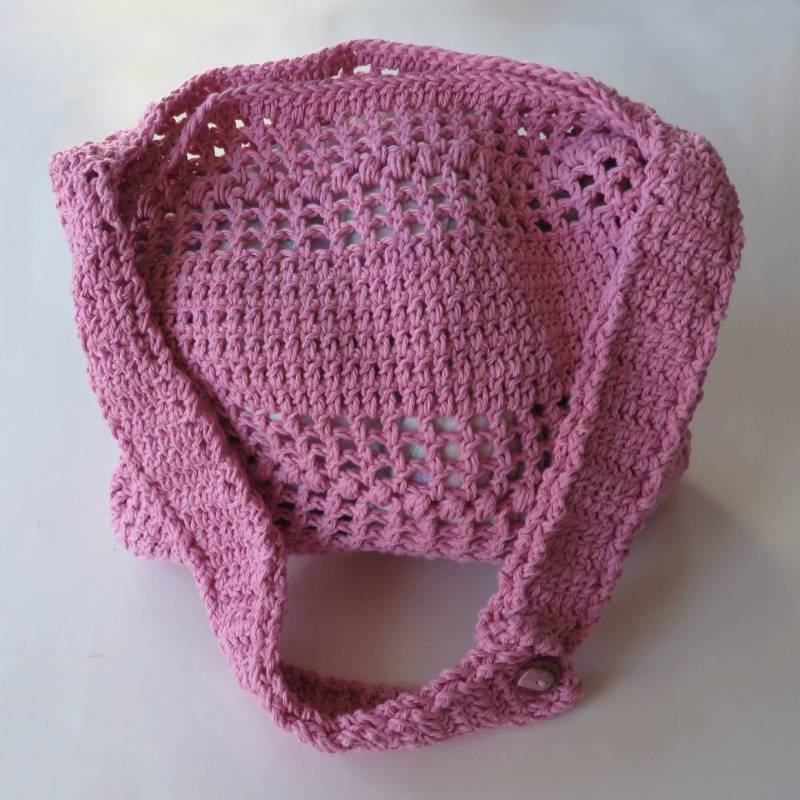 Gehäkelte Rosa Tragetasche Zum Mitnehmen Mit Verstellbarem Riemen, 12-Zoll-Handtasche, Himbeere Gehäkelte Tasche, Verstellbare Handtasche, Geschenk von WildBeanSprouts