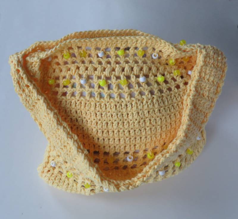 Häkeln Sie Entlang Tote Mit Perlen, 12-Zoll-Gelbe Häkeln Geldbörse, Handgemachte Tasche, Gelbe Mode, Geschenk Für von WildBeanSprouts