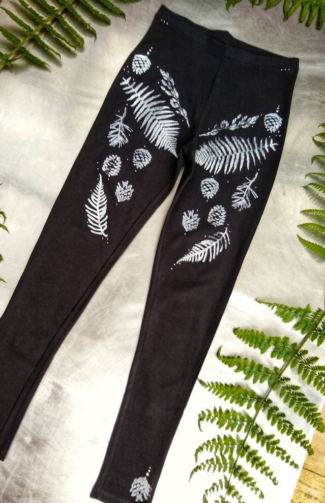 Block Gedruckt Far Leggings Yoga Yogahose Aus Bio-Baumwolle Block Gedruckt Far Leggings Yoga Yogahose Aus Bio-Baumwolle von WildDustCreations