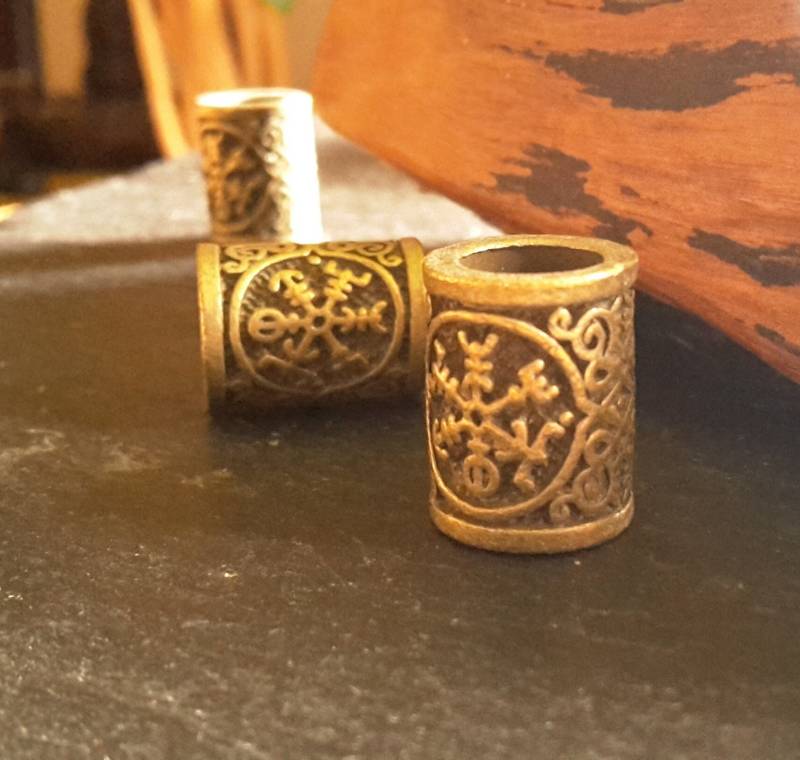 Bartperle Haarperle Vegvisir Wikinger Kelten Nordic Kompass Bronze Bartperle Haarperle Vegvisir Wikinger Kelten Nordic Kompass Bronze von WildFilz