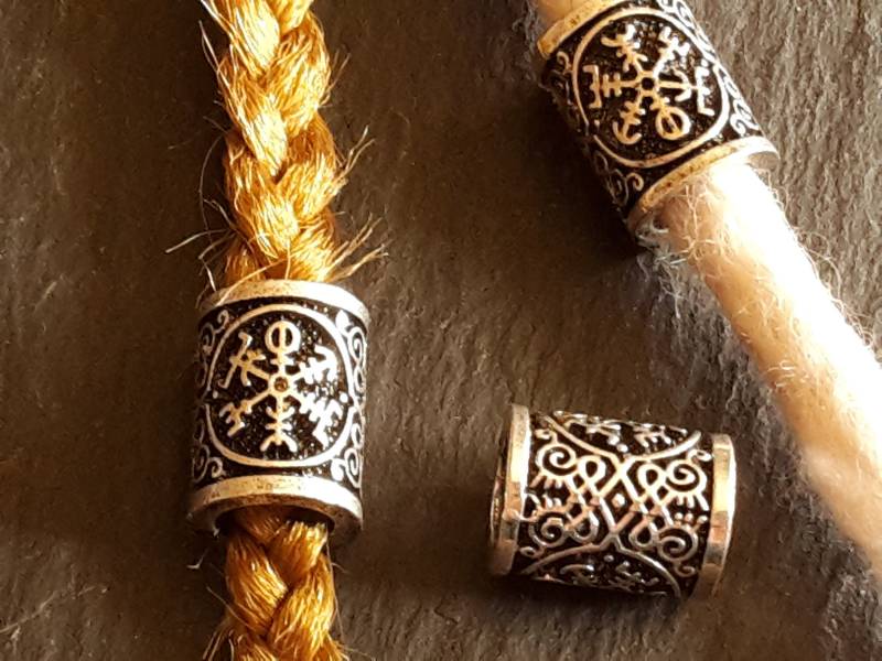 Bartperle Wikinger Kompass Haarperle Vegvisir Kelten Nordic von WildFilz