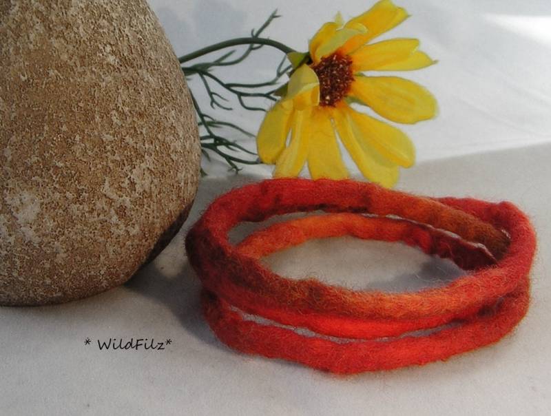 Filzarmband Gelb-Rot Wickelarmband von WildFilz