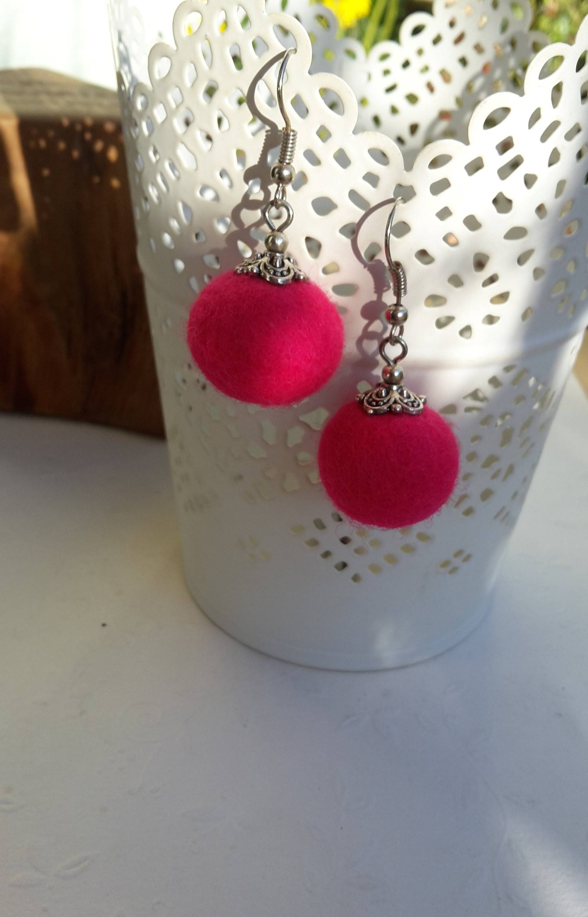 Filzohrringe Rosa Pink, Neonfarben von WildFilz